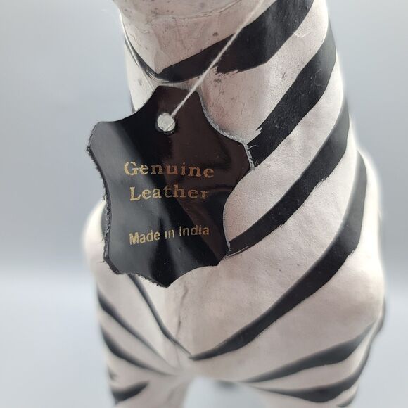 Leather Wrapped African Zebra Paper Mache Figure Statue Made In India - Picture 2 of 16